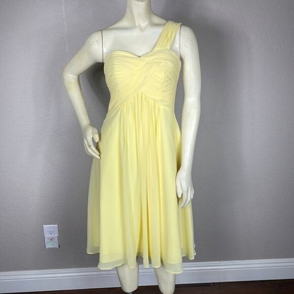 Azazie Sariah Yellow Daffodil Bridesmaid Dress One Shoulder - Picture 2 of 12